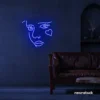 Girl Face neon sign in Dark Blue for bedroom wall decor or teen game room