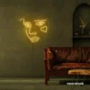 Girl Face neon sign in Golden Yellow for bedroom wall decor or teen game room