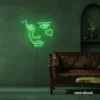 Girl Face neon sign in Green for bedroom wall decor or teen game room