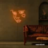 Girl Face neon sign in Orange for bedroom wall decor or teen game room