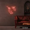 Girl Face neon sign in Peachy Pink for bedroom wall decor or teen game room