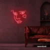 Girl Face neon sign in Red for bedroom wall decor or teen game room