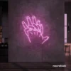 Holding hands neon sign in baby pink – emotional LED wall decor.
