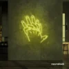 Holding hands neon sign in lemon yellow – emotional LED wall decor.