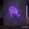Holding hands neon sign in purple – emotional LED wall decor.