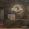 Moon neon sign in Neutral white for aesthetic room decor