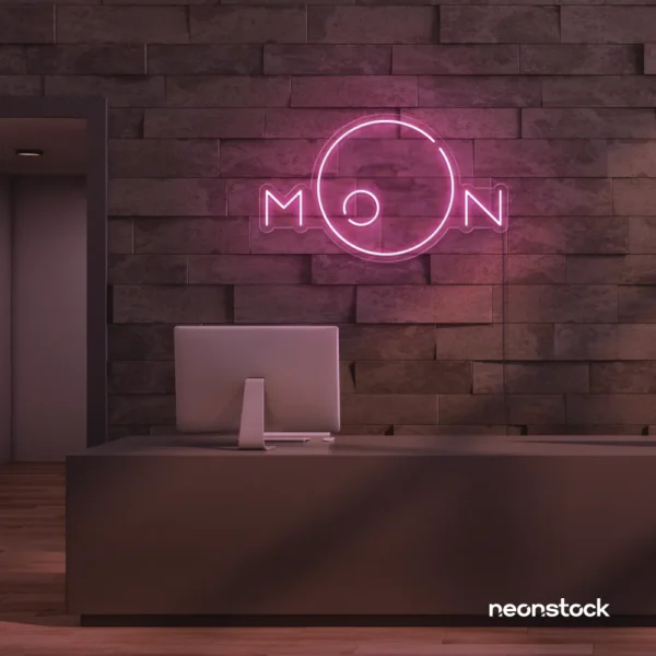 Moon neon sign in baby pink for aesthetic room decor