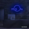 Moon neon sign in dark blue for aesthetic room decor