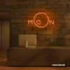 Moon neon sign in orange for aesthetic room decor