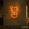 Pitbull dog neon sign in orange for pet decor, dog lovers, and modern interiors.