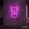 Pitbull dog neon sign in pink for pet decor, dog lovers, and modern interiors.