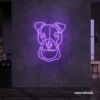 Pitbull dog neon sign in purple for pet decor, dog lovers, and modern interiors.