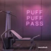 Puff Puff Pass neon sign in puff puff pass pink for man caves, smoking lounges, and garage walls.