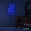 Peace neon sign in dark blue for wall decor