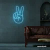 Peace neon sign in ice blue for wall decor