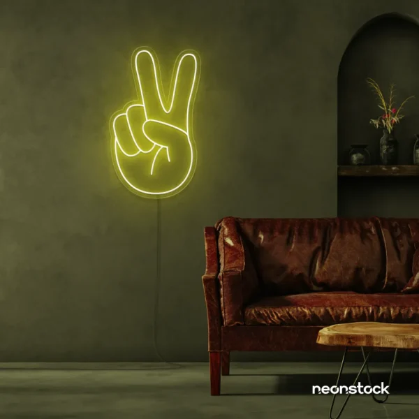 Peace neon sign in lemon yellow for wall decor