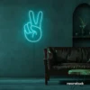 Peace neon sign in mint green for wall decor