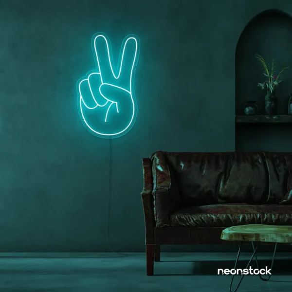 Peace neon sign in mint green for wall decor
