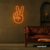 Peace neon sign in orange for wall decor