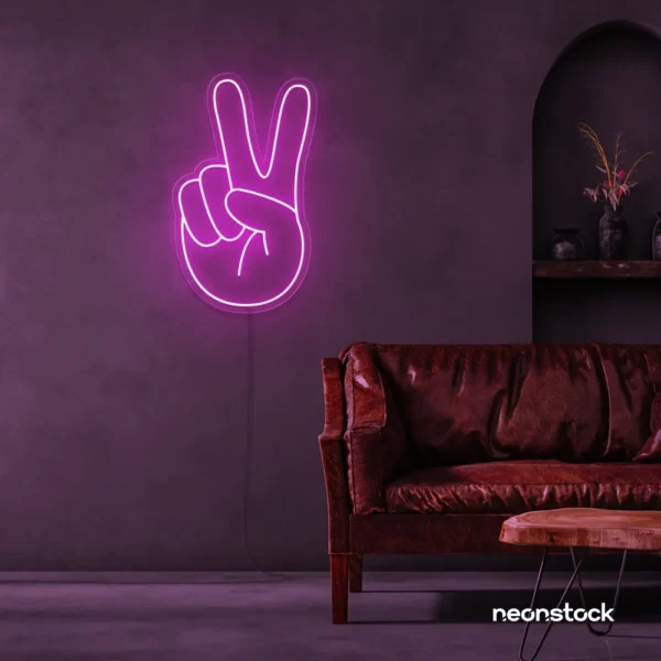 Peace neon sign in pink for wall decor