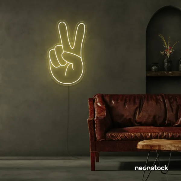 Peace neon sign in warm white for wall decor