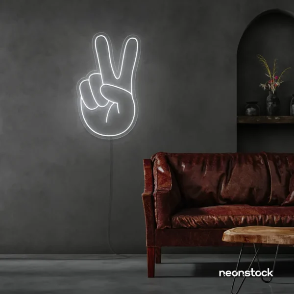 Peace neon sign in white for wall decor