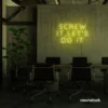 Screw It Let's Do It neon sign in lemon yellow for fearless office decor, bold bedroom walls, and startup energy.
