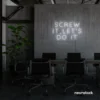 Screw It Let's Do It neon sign in white for fearless office decor, bold bedroom walls, and startup energy.