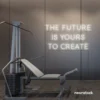 The Future Is Yours To Create neon sign in neutral white for dream boards, entrepreneur decor, and creative offices.