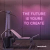 The Future Is Yours To Create neon sign in baby pink for dream boards, entrepreneur decor, and creative offices.