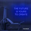 The Future Is Yours To Create neon sign in dark blue for dream boards, entrepreneur decor, and creative offices.