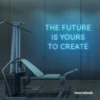 The Future Is Yours To Create neon sign in ice blue for dream boards, entrepreneur decor, and creative offices.