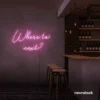 Where To Next neon sign in baby pink