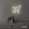 Aeroplane neon sign in neutral white for kids' rooms, nursery travel themes, and pilot-inspired decor.