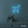Aeroplane neon sign in ice blue for kids' rooms, nursery travel themes, and pilot-inspired decor.
