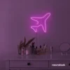Aeroplane neon sign in pink for kids' rooms, nursery travel themes, and pilot-inspired decor.