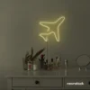 Aeroplane neon sign in warm white for kids' rooms, nursery travel themes, and pilot-inspired decor.