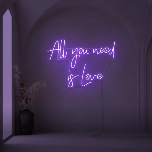 All You Need Is Love neon sign for weddings and Valentine's Day decor