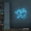 Devil and angel heart neon sign in ice blue for romantic and edgy room decor.