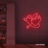 Devil and angel heart neon sign in red for romantic and edgy room decor.