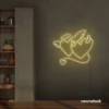 Devil and angel heart neon sign in warm white for romantic and edgy room decor.