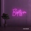 Baptism neon sign in pink for christening events and religious decor.