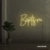 Baptism neon sign in warm white for christening events and religious decor.