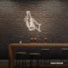 Beer bottle neon sign in neutral white for bar or man cave wall decor.