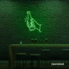 Beer bottle neon sign in deep green for bar or man cave wall decor.