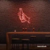 Beer bottle neon sign in peachy pink for bar or man cave wall decor.