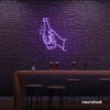 Beer bottle neon sign in purple for bar or man cave wall decor.