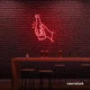 Beer bottle neon sign in red for bar or man cave wall decor.