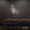 Beer bottle neon sign in white for bar or man cave wall decor.