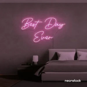 Best Day Ever neon sign in baby pink for wedding and birthday party decor